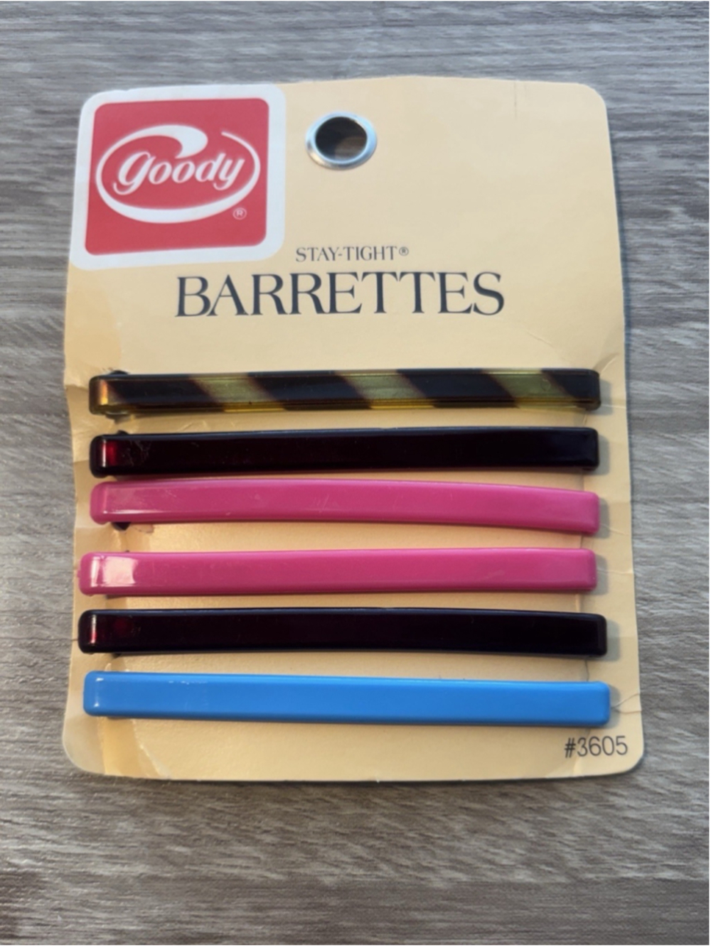 RETRO GOODY STAY TIGHT BARRETTES ORIGINAL PACKAGE ASSORTED COLOR 3" Vtg NOS 3605